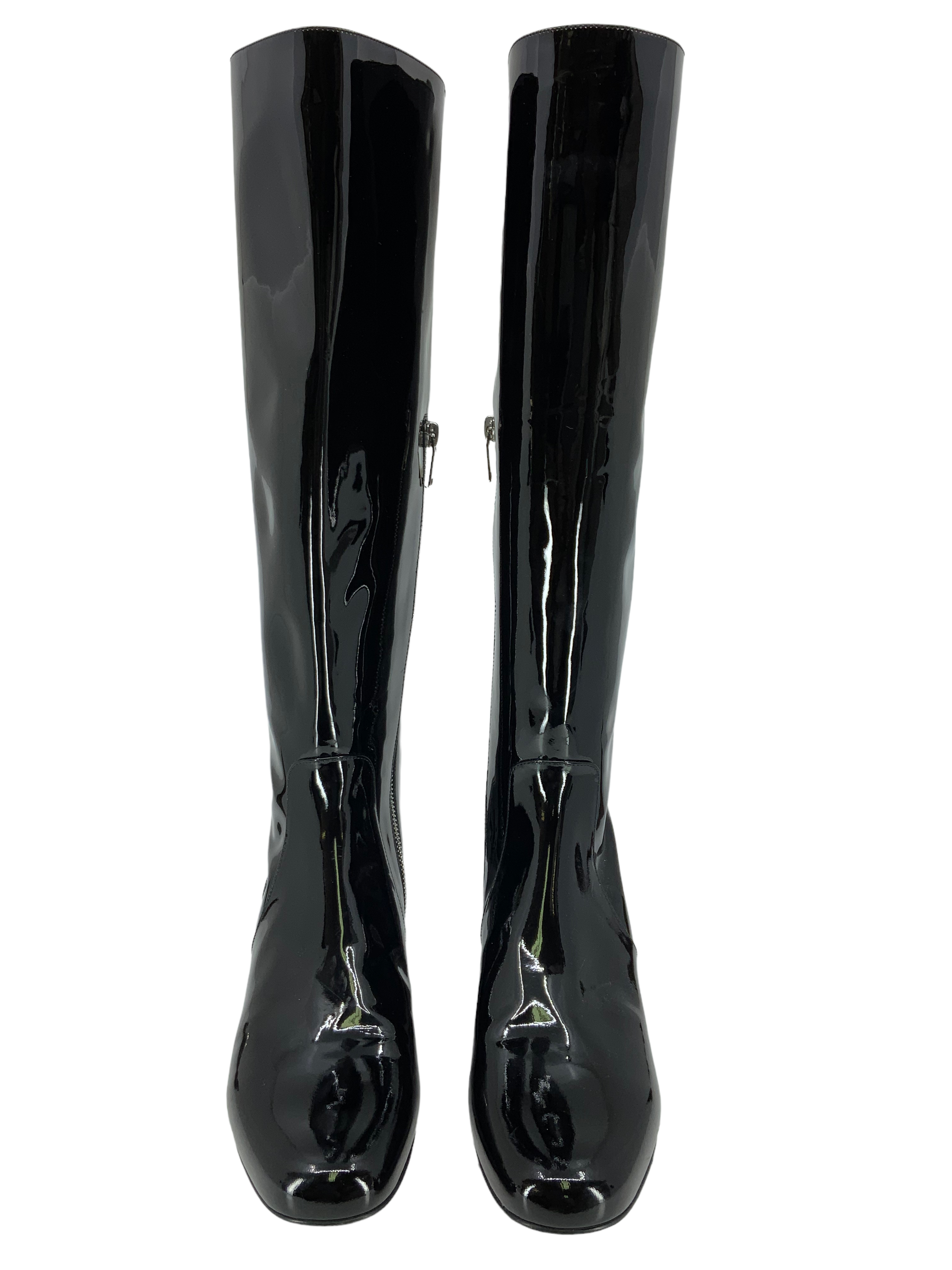 Saint Laurent Patent Leather Boots - Size 9 Mid Calf