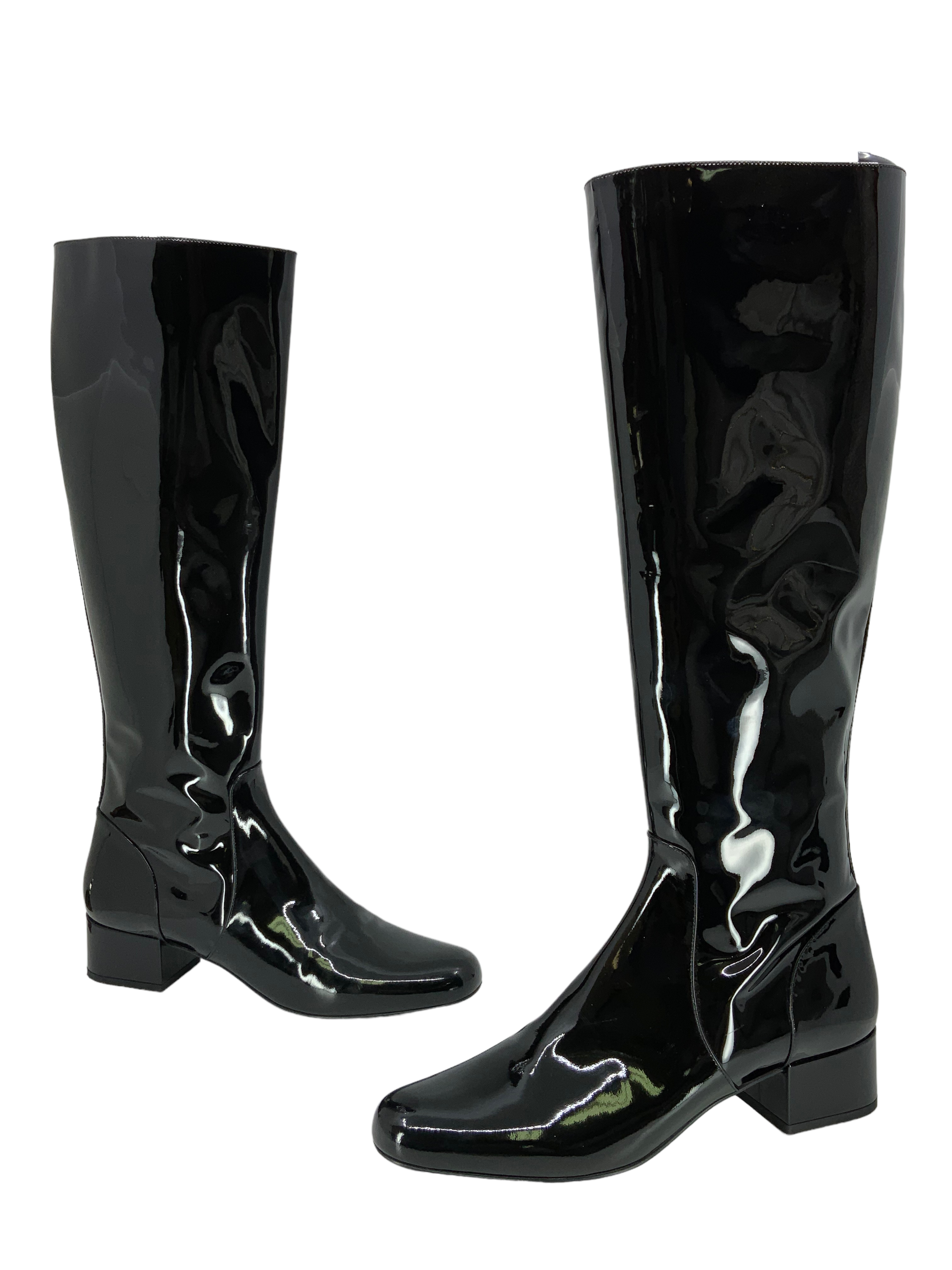 Saint Laurent Patent Leather Boots - Size 9 Mid Calf