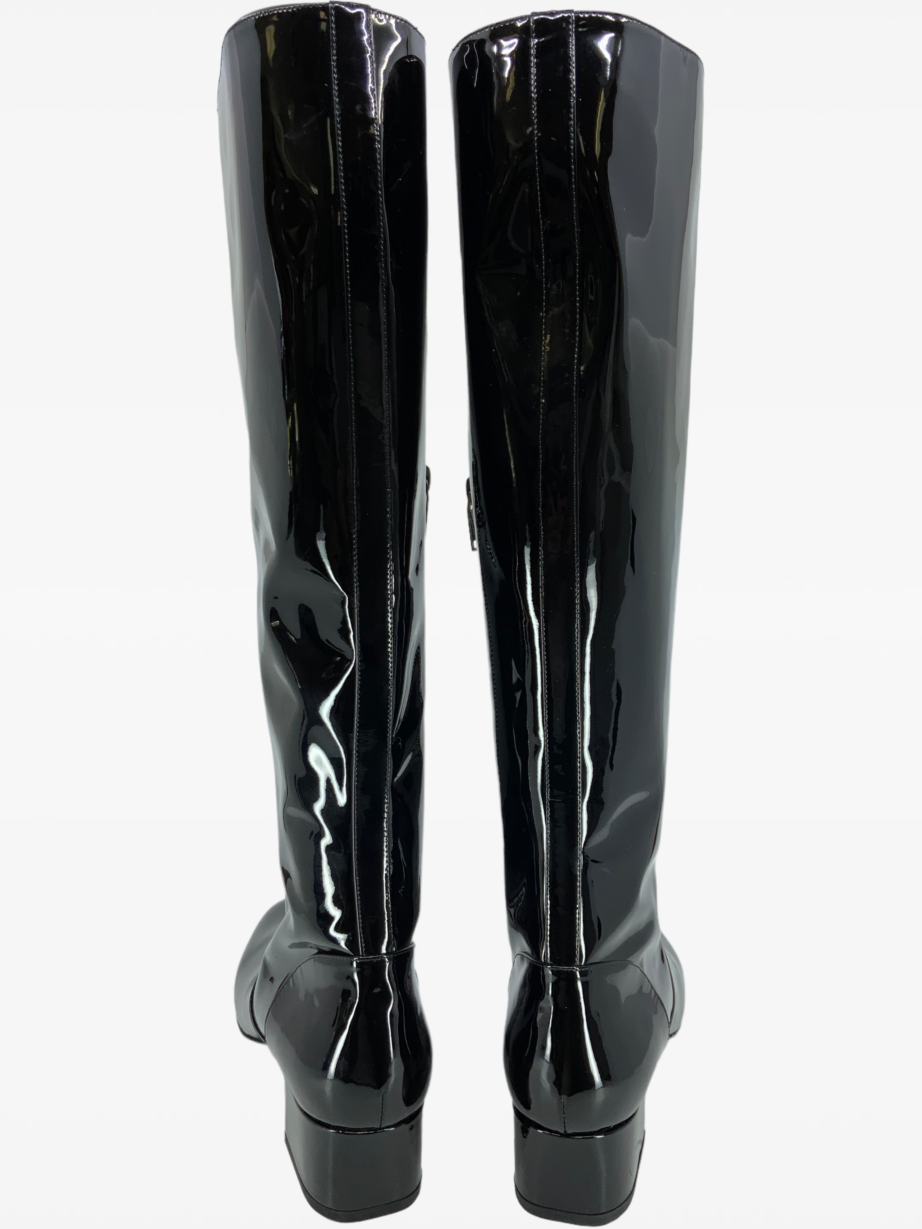 Saint Laurent Patent Leather Boots - Size 9 Mid Calf