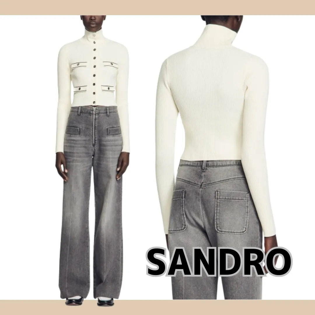 Sandro Casual Style Blended Fabrics Long Sleeve Plain Office