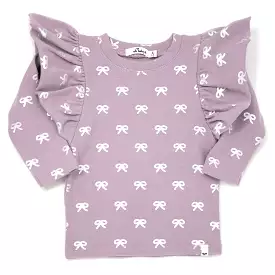 Silver Bows Butterfly Sleeve Long Sleeve Tee - Dusty Lavender