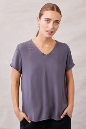 Silver V Neck T-Shirt