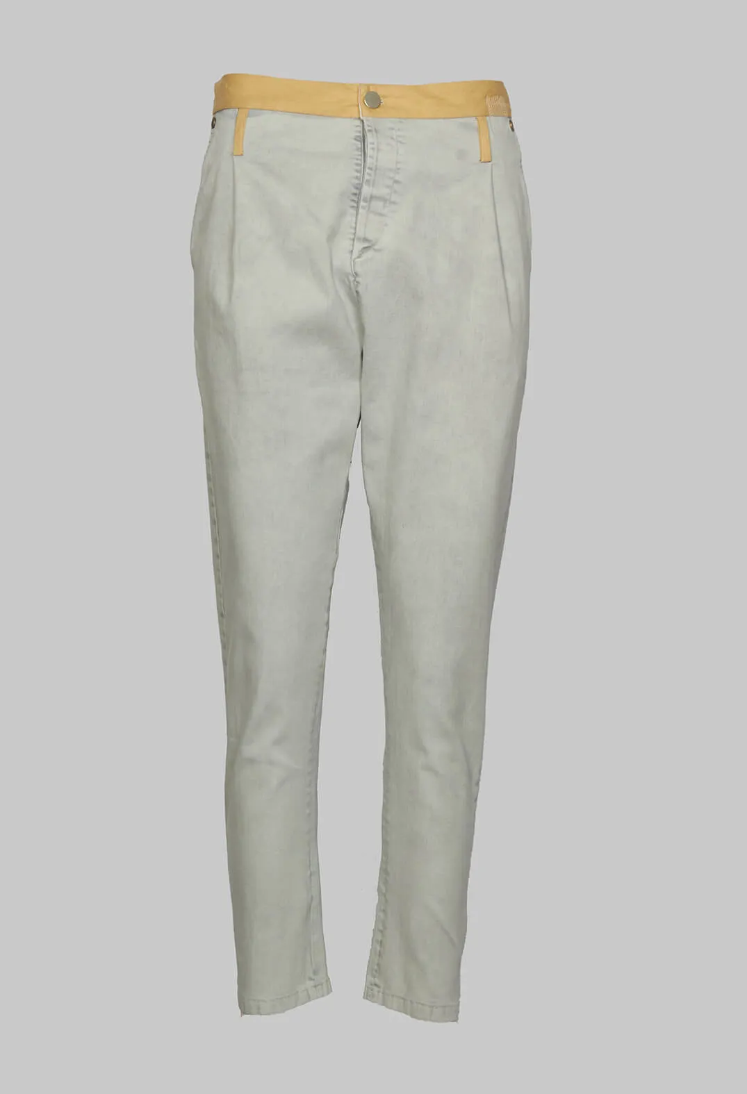 Slim Fit Jeans Contrasting Waistband Light Grey