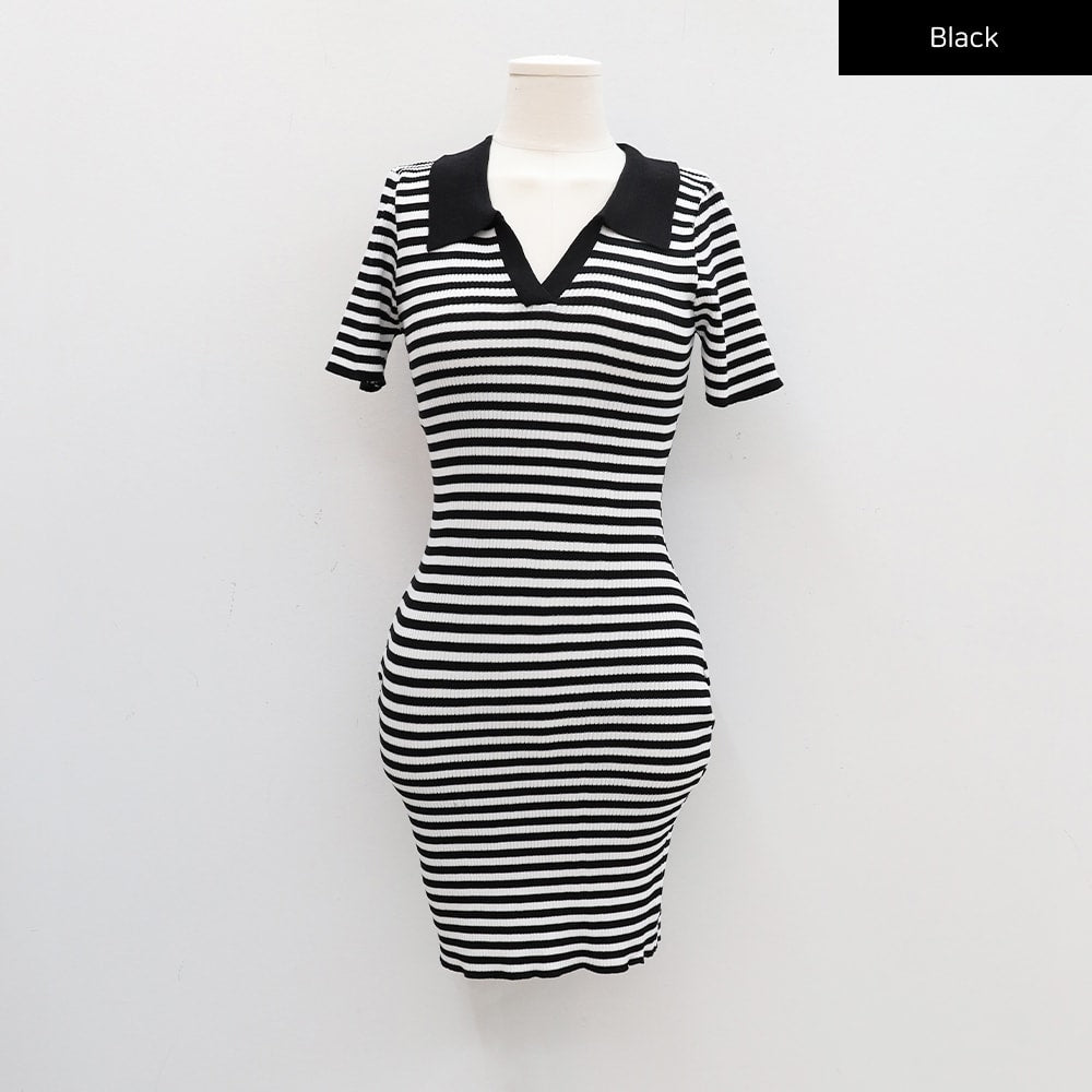 Striped Collar Mini Dress CM29