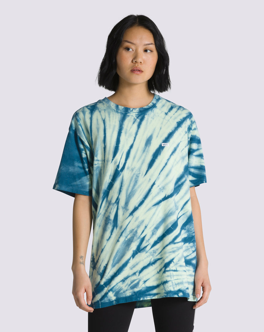 Striped Short Sleeve T-shirt with Box Drop V Tie Dye Pattern