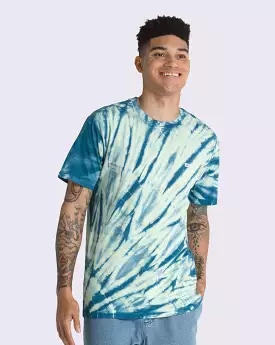 Striped Short Sleeve T-shirt with Box Drop V Tie Dye Pattern