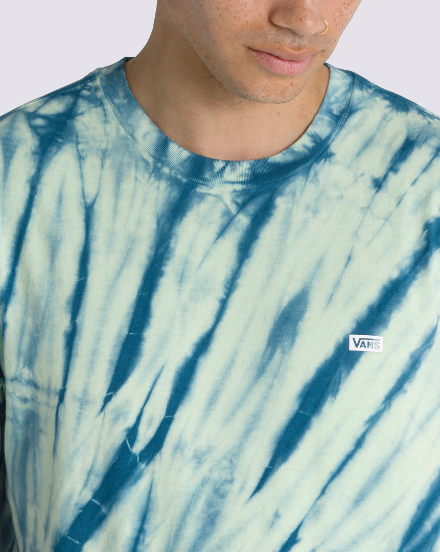 Striped Short Sleeve T-shirt with Box Drop V Tie Dye Pattern