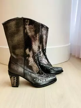 Stuart Weitzman distressed python cowboy boots