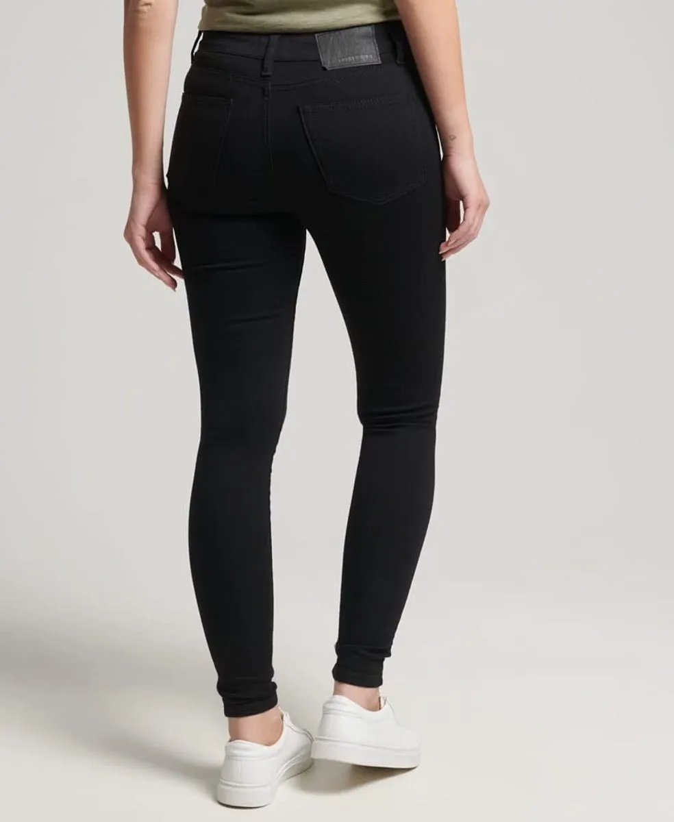 Superdry High Rise Skinny Fit Tapered Black Denim Jeans for Ladies