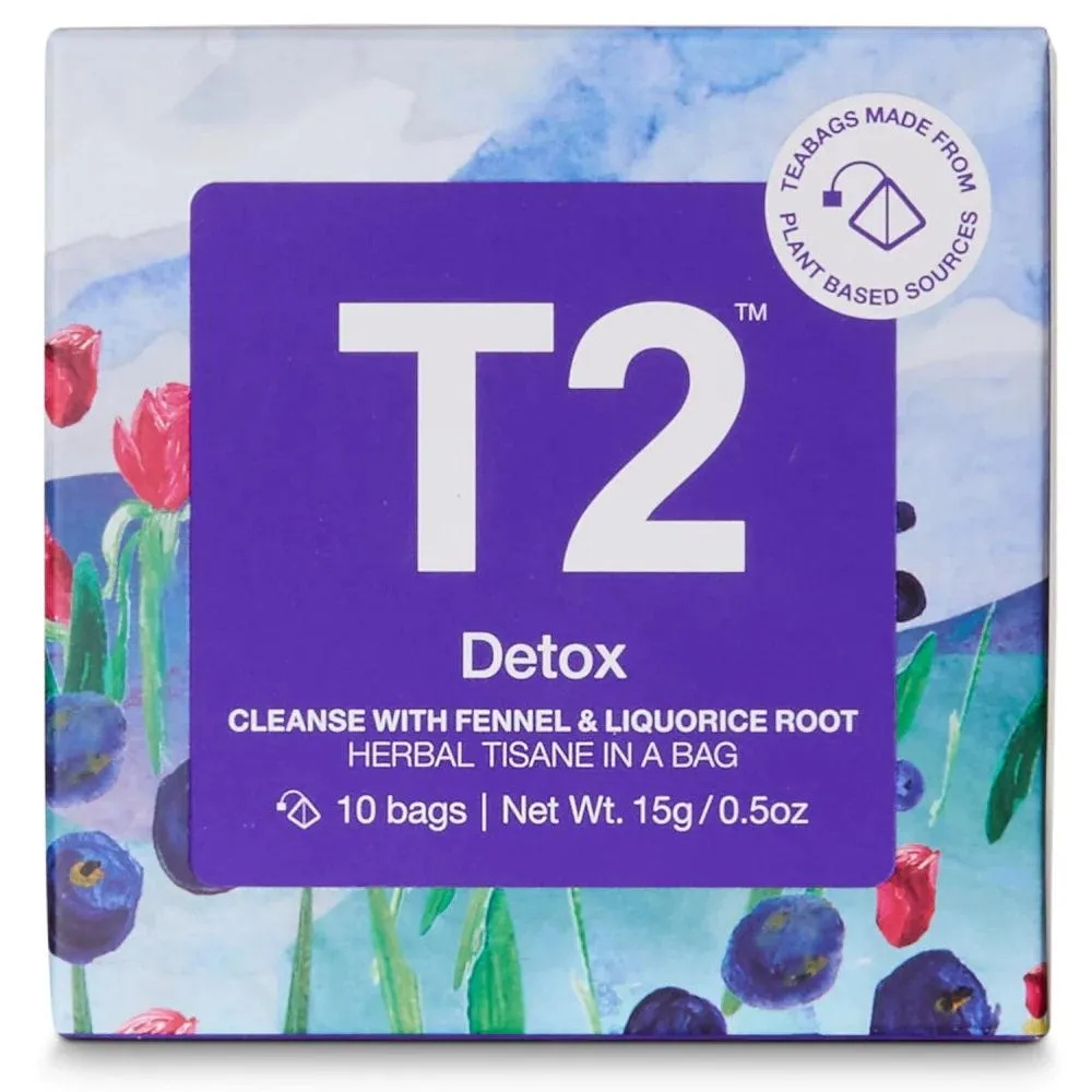 T2 Detox Tea Bag Pack - 10 Tea Bags, Box of 6