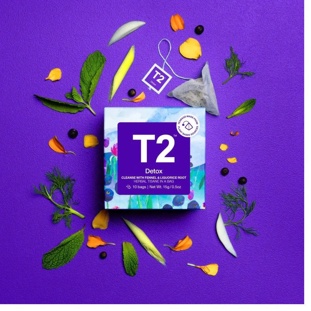 T2 Detox Tea Bag Pack - 10 Tea Bags, Box of 6