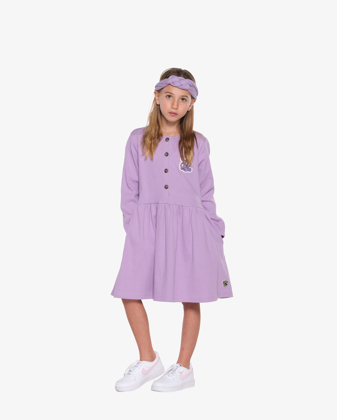 TGC Lilac Wavy Snake Front Button Dress