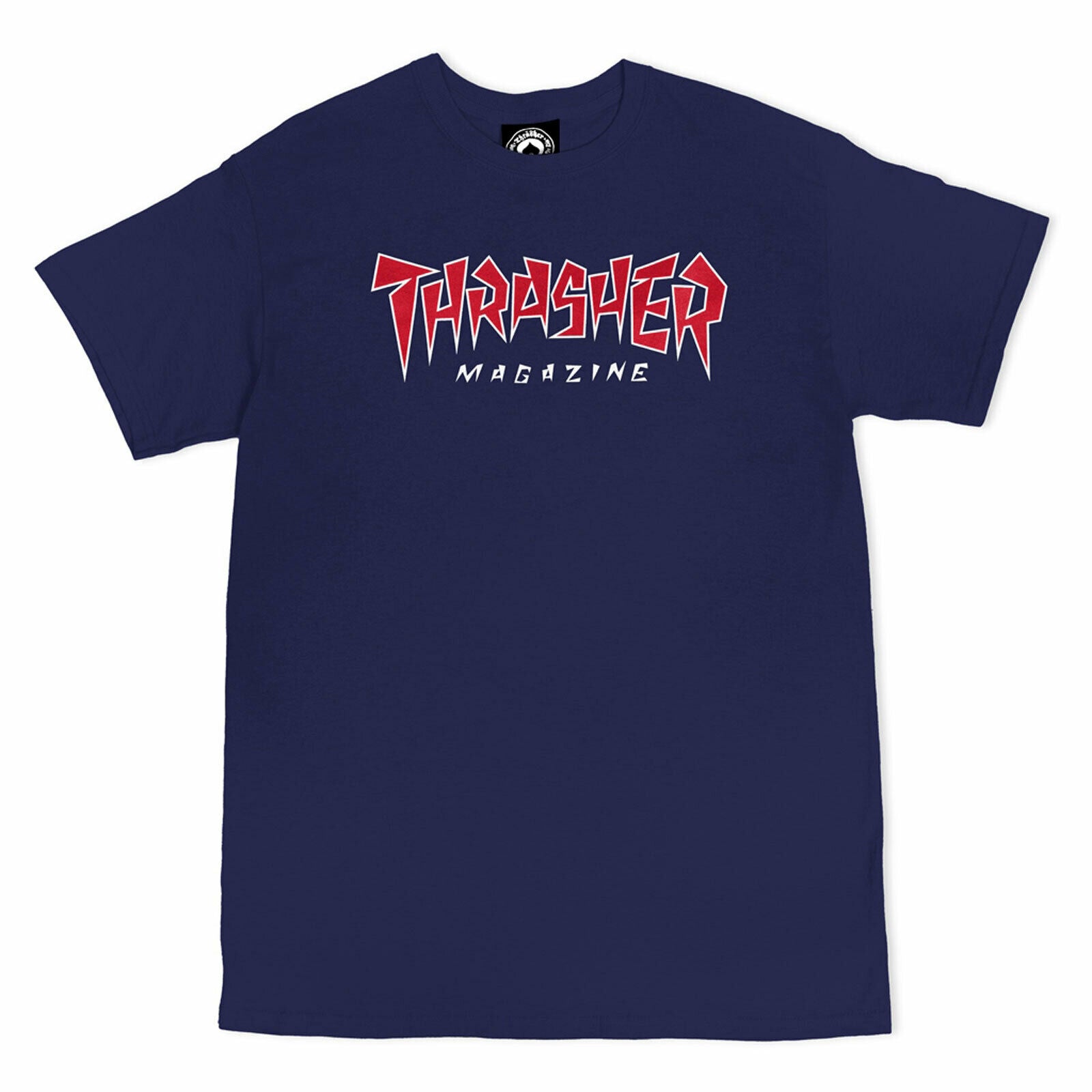 Thasher Navy T-Shirt with Jagged Logo on Sale