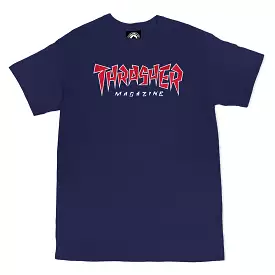 Thasher Navy T-Shirt with Jagged Logo on Sale