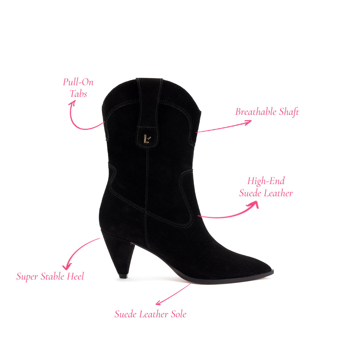 Thelma Black Suede Boot - Best Price & Fast Shipping | Shop Now!