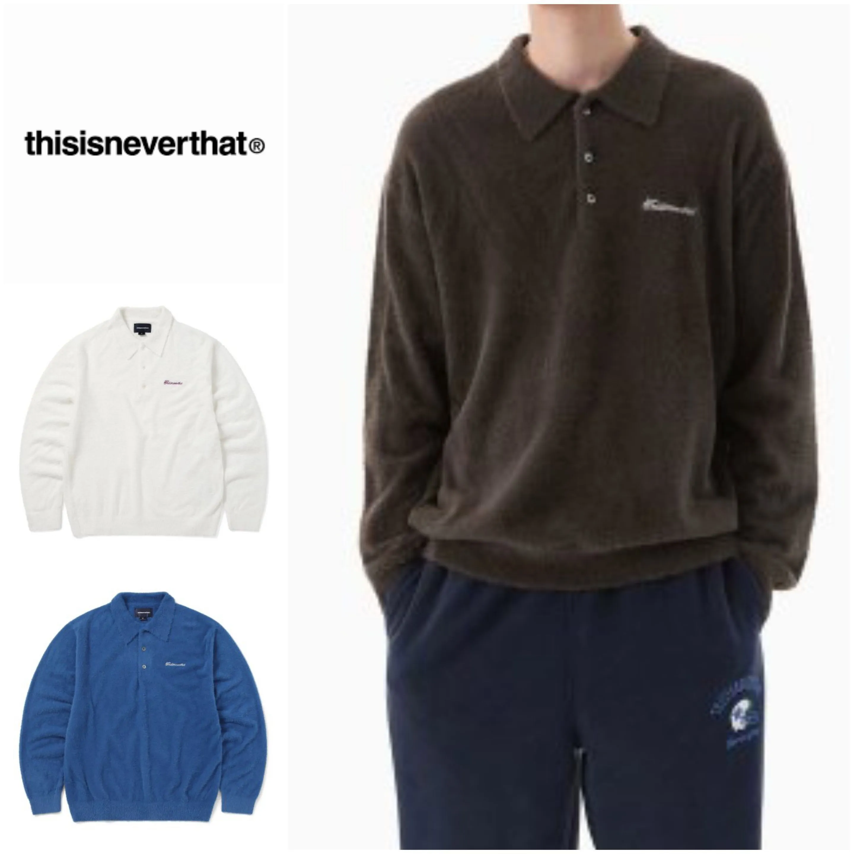 thisisneverthat Street Style Long Sleeves Logo Polos for Unisex