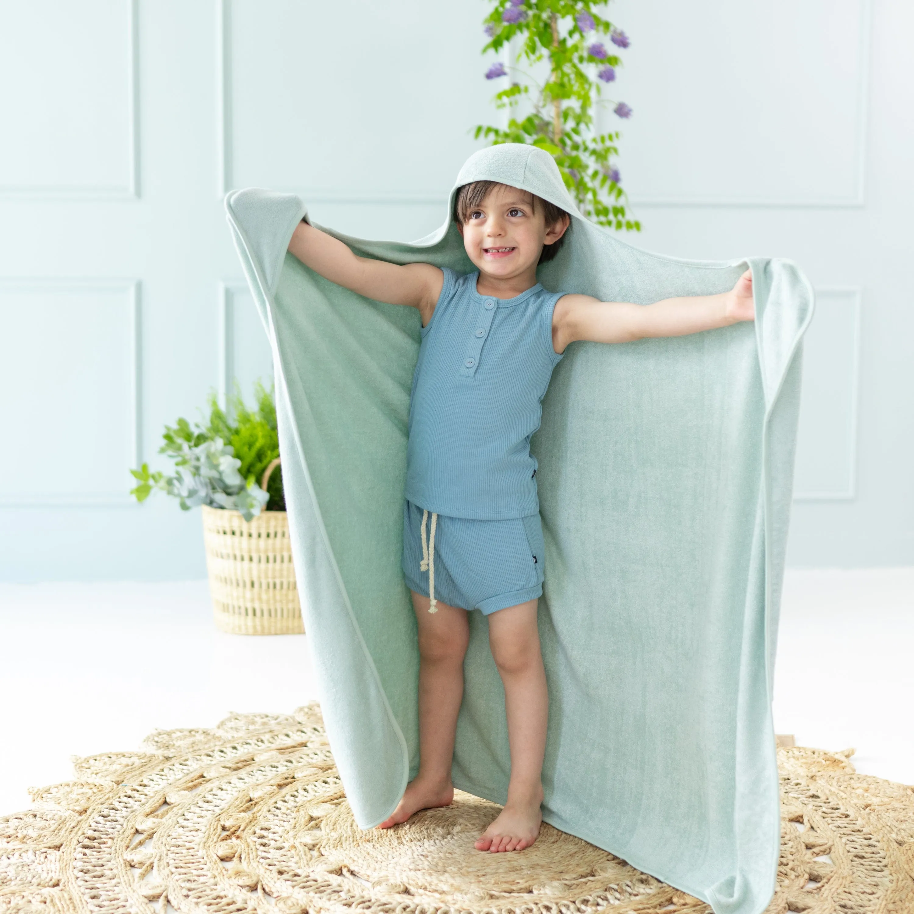 Toddler Hooded Bath Towel in Sage