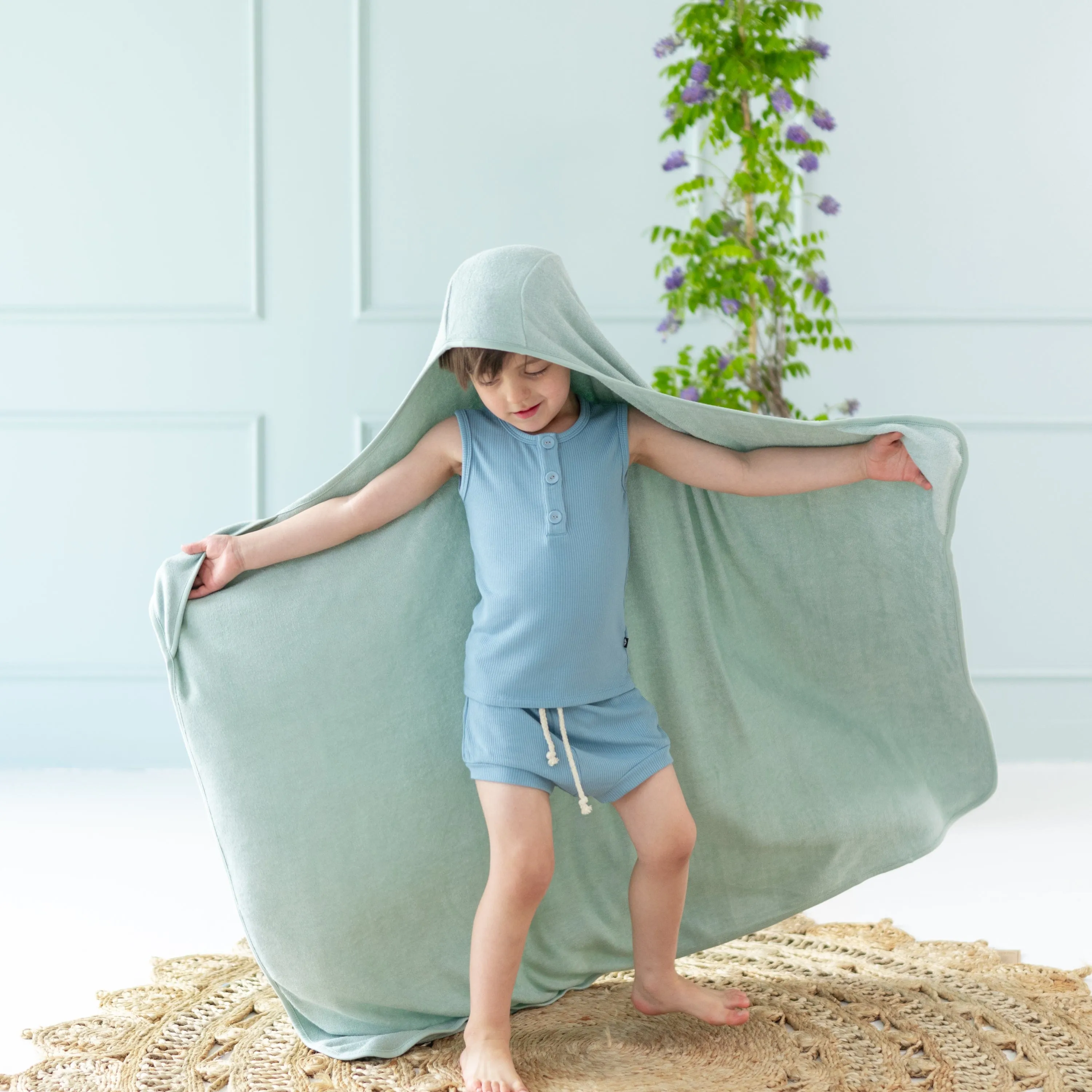 Toddler Hooded Bath Towel in Sage