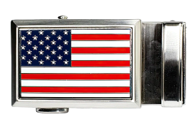 USA Flag Golf Belt Buckle, Beveled Design, Fits 1 3/8 inch Straps