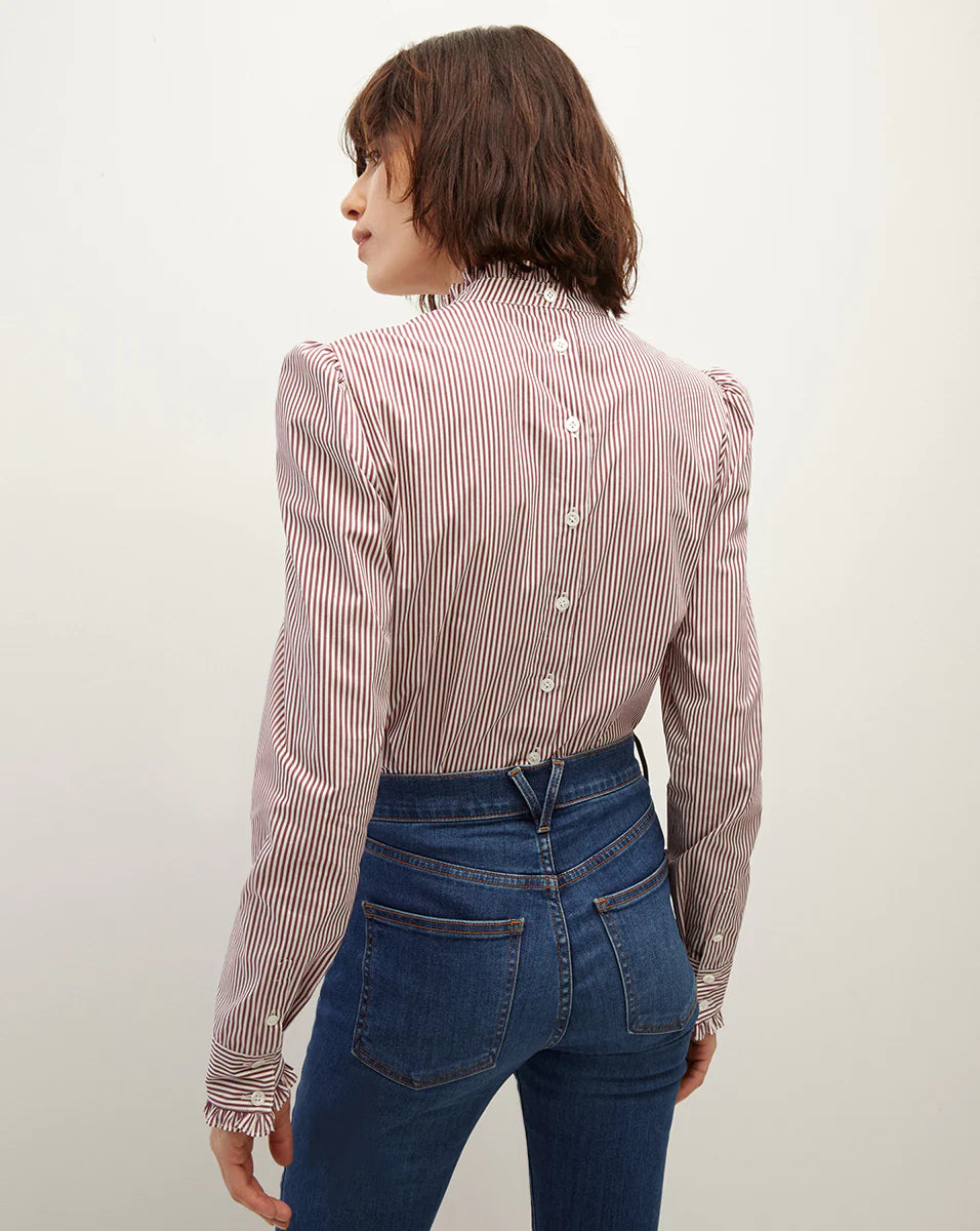 Veronica Beard Alford Shirt Dark Raspberry Off White - Buy now!