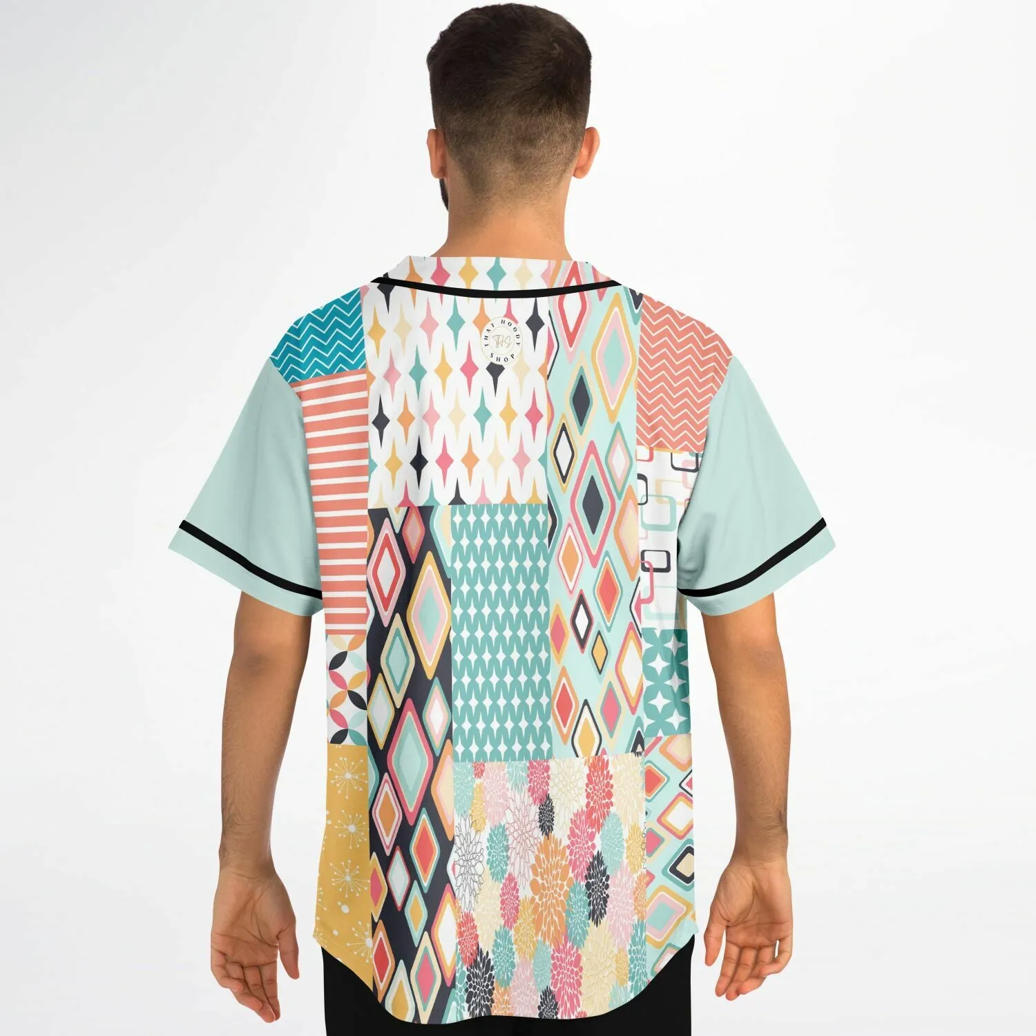 Vintage Miami Geometric Patterned Button-Up Jersey