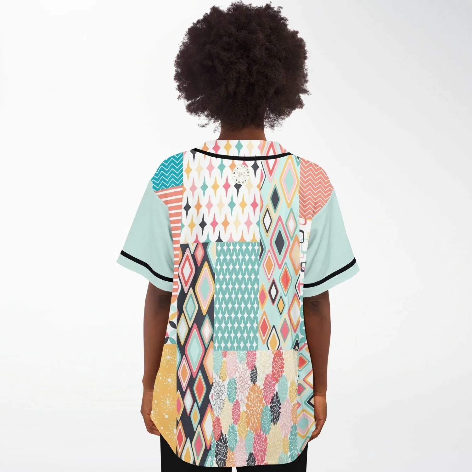 Vintage Miami Geometric Patterned Button-Up Jersey