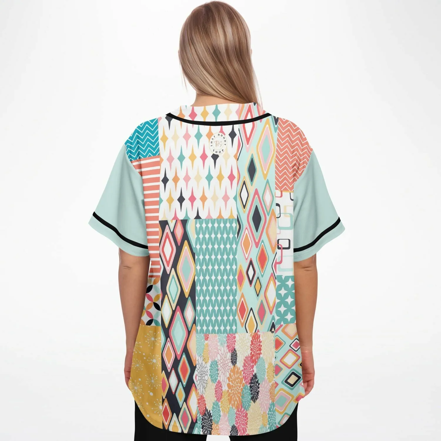 Vintage Miami Geometric Patterned Button-Up Jersey