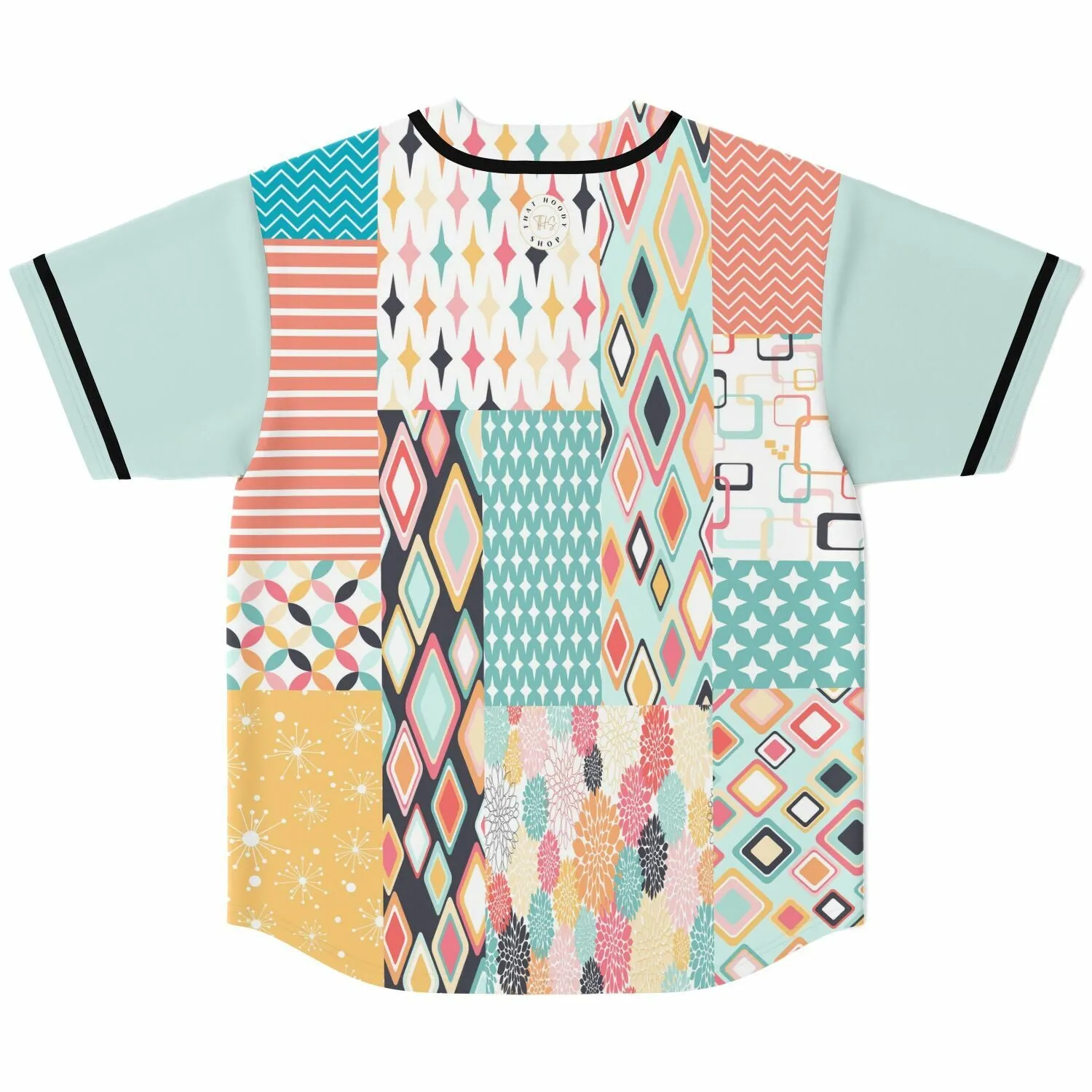 Vintage Miami Geometric Patterned Button-Up Jersey