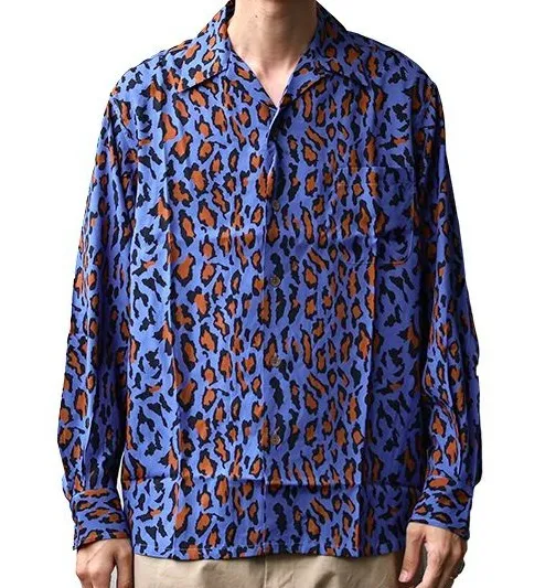 WACKO MARIA Leopard Print Street Style Long Sleeve Shirt