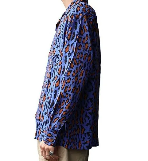 WACKO MARIA Leopard Print Street Style Long Sleeve Shirt