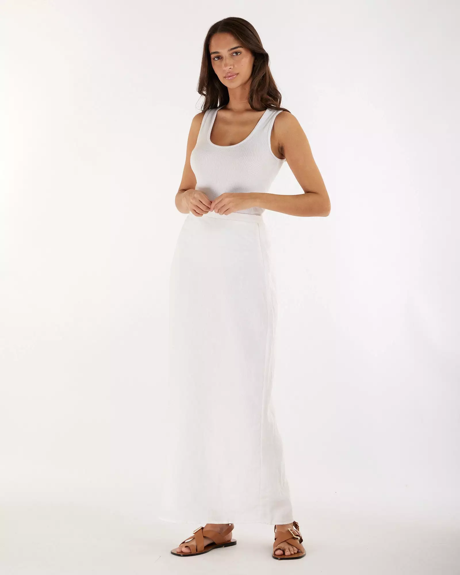 White Linen Skirt - Mabel