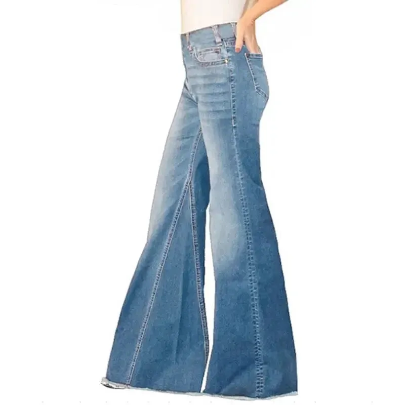 Wide Leg Flare Jeans for Women - Vintage Streetwear Style Pants