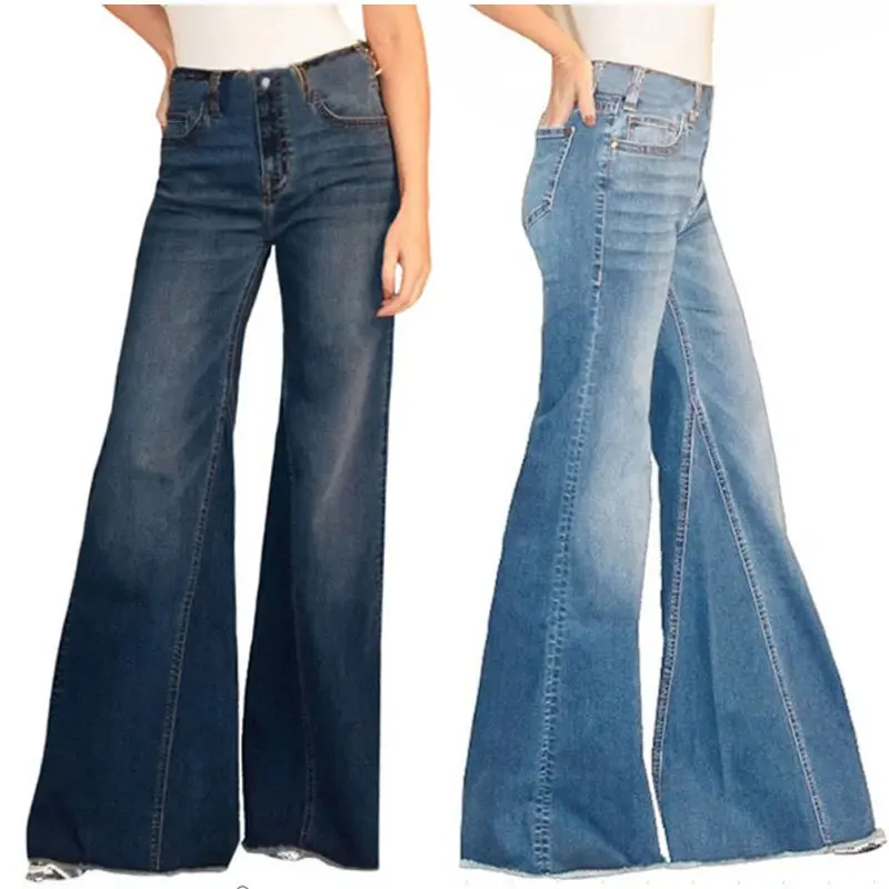 Wide Leg Flare Jeans for Women - Vintage Streetwear Style Pants