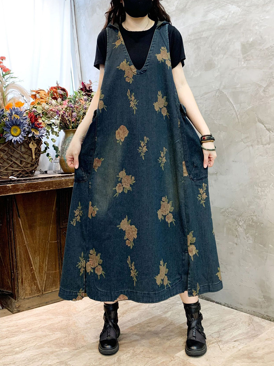 Women's Flower Vest Denim Dress for Summer (CO1048)