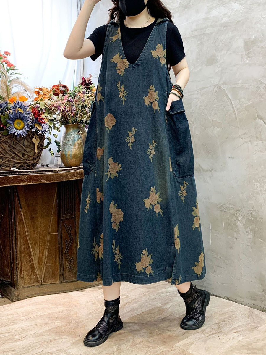 Women's Flower Vest Denim Dress for Summer (CO1048)