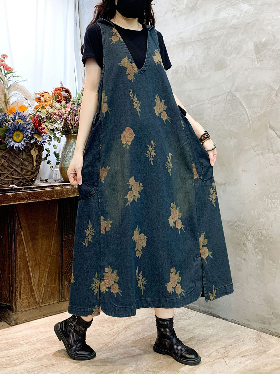 Women's Flower Vest Denim Dress for Summer (CO1048)