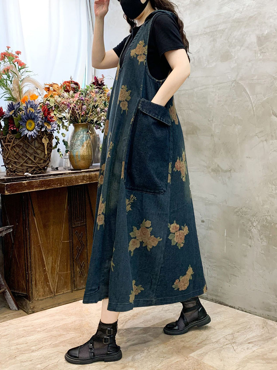 Women's Flower Vest Denim Dress for Summer (CO1048)