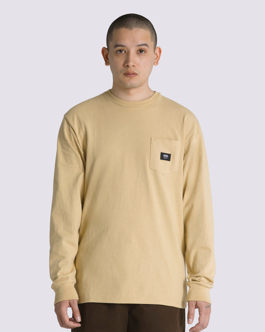 woven pocket tee with long sleeves