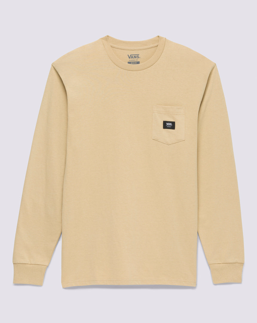 woven pocket tee with long sleeves