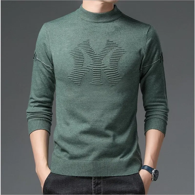 Premium Half Turtleneck Jacquard Sweater for Men - Winter Fashion