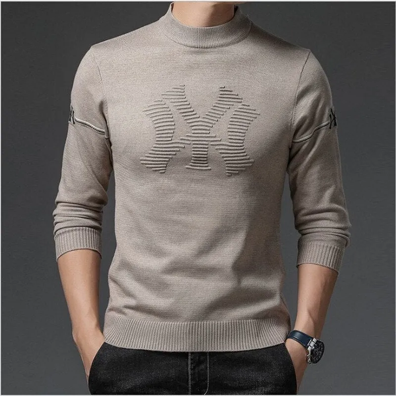 Premium Half Turtleneck Jacquard Sweater for Men - Winter Fashion