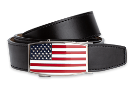 XL USA Flag Aston Black Belt- 1 3/8 Strap, Dress Belt